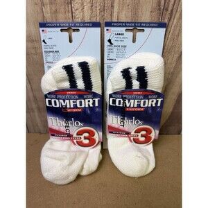 2 PKS~THORLO UNISEX UNIFORM CUSHION CREW SOCKS Comfort Thick Padded White Large
